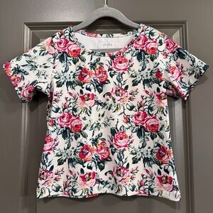 SweetHoney Floral Kids Shirt - Pink and Green Size 6Y